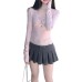 Pink lace bow top