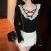 Black lace bottom top for women