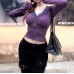 Purple lace low cut short top