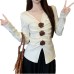 V-neck pleated three-dimensional flower top