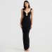 V-neck backless irregular dress with slit
