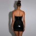 Bright face strapless backless waist bag and hip cinching dress
