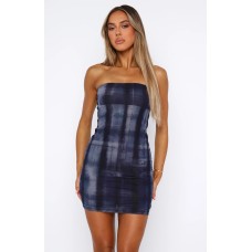 Skirt with strapless print and bag buttocks dress