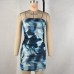 Skirt with strapless print and bag buttocks dress