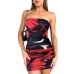 Skirt with strapless print and bag buttocks dress