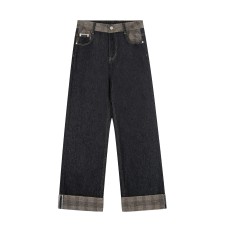 Street Style High-Street Unique Patchwork Design Denim Long Pants