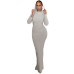 Slim fit hooded dress with hip opening