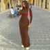 Slim fit hooded dress with hip opening