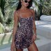 Leopard print off shoulder camisole dress