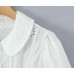 Bow Tie Hollow Embroidered Short Sleeve Bubble Sleeve White Top