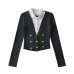 Double-Breasted Spliced Knit Top