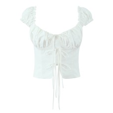 Tie up back elastic slim fit top