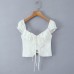 Tie up back elastic slim fit top