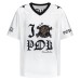 V-Neck Leopard Skull Color Block Mesh Short Sleeve T-Shirt Loose 