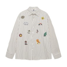 Fun vertical striped long sleeved shirt versatile shirt jacket