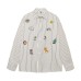 Fun vertical striped long sleeved shirt versatile shirt jacket