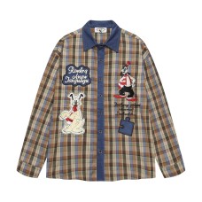 Embroidered checkered shirt long sleeved shirt jacket