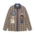 Embroidered checkered shirt long sleeved shirt jacket