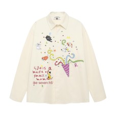 Cute vintage cat embroidered long sleeved shirt for men and women casual Cute vintage cat embroidered long sleeved shirt for men and women casual