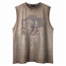 Crew Neck Sleeveless Vest Summer Loose Casual Washed