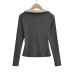 Lace Splicing Fake Two-Piece Fitted Long Sleeve T-Shirt