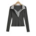 Lace Splicing Fake Two-Piece Fitted Long Sleeve T-Shirt