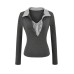 Lace Splicing Fake Two-Piece Fitted Long Sleeve T-Shirt
