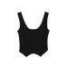 Slim Fit Deep V-Neck Single Breasted Crop Top