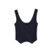 Slim Fit Deep V-Neck Single Breasted Crop Top