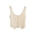 Slim Fit Deep V-Neck Single Breasted Crop Top