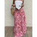 Vacation Style Elastic Waist Skirt Long Skirt