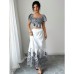 Elegant Summer Holiday Style Printed A-Line Dress Set for Women