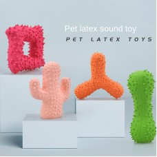 New Pet Latex Toy with Spiked Bone and Four-Corner Square Latex Sound Toy Durable Teeth-Cleaning Dog Toy