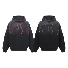 Splashing ink spliced hooded sweatshirt for men and women