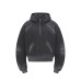 Half zip old and split heavy-duty hooded sweatshirt