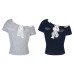 Bow Embroidery Short Sleeve T-Shirt Women's Slimming Fitted 