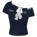 Bow Embroidery Short Sleeve T-Shirt Women's Slimming Fitted 