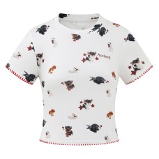 Crew Neck Regular Shoulder Short Sleeve T-Shirt Women Slim Fit Short 