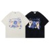 Design Gesture Print Faded Washed Short Sleeve T-Shirt Retro Loose Heavyweight Half Sleeve for Men