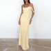 Elegant French Summer Strapless Backless Dress Solid Color Style Women's Clothing Yellow Black