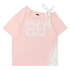 Lace Splicing Off-Shoulder Tied Top for Women with Design Sense