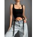 Street Style Tank Top with Racerback and Ribbed Ties, Irregular Design Women's Summer Casual Top