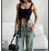 Street Style Tank Top with Racerback and Ribbed Ties, Irregular Design Women's Summer Casual Top
