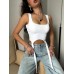 Street Style Tank Top with Racerback and Ribbed Ties, Irregular Design Women's Summer Casual Top