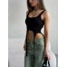Street Style Tank Top with Racerback and Ribbed Ties, Irregular Design Women's Summer Casual Top