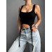 Street Style Tank Top with Racerback and Ribbed Ties, Irregular Design Women's Summer Casual Top