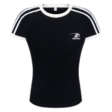 Short Length Slim Fit Striped Short Sleeve Women's Casual Sporty Slimming