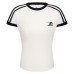Short Length Slim Fit Striped Short Sleeve Women's Casual Sporty Slimming
