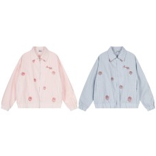 Rose embroidery casual versatile loose jacket
