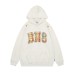 Dopamine colored checkered embroidered hooded sweatshirt for men